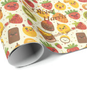 Personalisiert Kawaii Fruit Fiesta Geschenkwrap Ki Geschenkpapier (Rolleneckpunkt)
