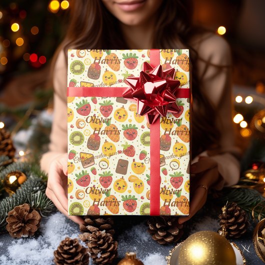 Personalisiert Kawaii Fruit Fiesta Geschenkwrap Ki Geschenkpapier
