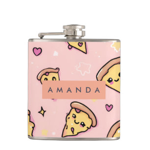Personalisiert Kawaii Fun Pizza Slice Muster Flachmann