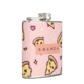 Personalisiert Kawaii Fun Pizza Slice Muster Flachmann (Rechts)