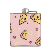 Personalisiert Kawaii Fun Pizza Slice Muster Flachmann (Rückseite)