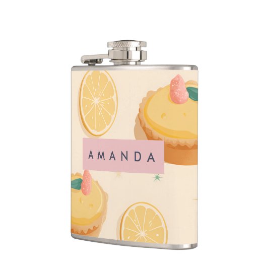 Personalisiert Kawaii Lemon Tart Pattern Flachmann (Links)
