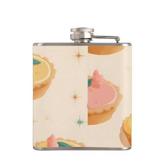 Personalisiert Kawaii Lemon Tart Pattern Flachmann (Rückseite)