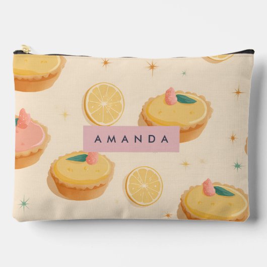 Personalisiert Kawaii Lemon Tart Pattern Zubehörtasche (Vorderseite)