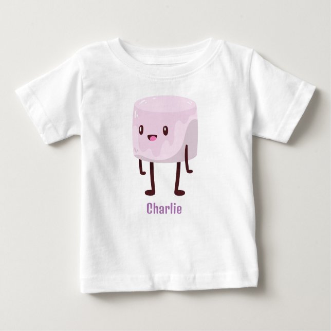 Personalisiert Kawaii Marshmallow Baby T - Shirt (Vorderseite)