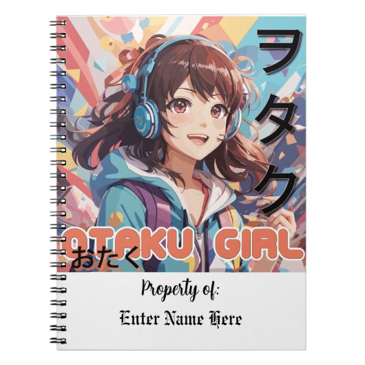 Personalisiert Kawaii Otaku Girl Anime-Notebook Notizblock (Vorderseite)