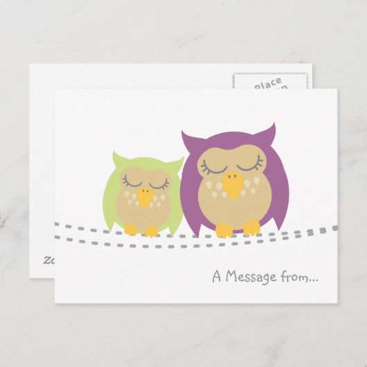 Personalisiert Kawaii Owl Postkarte (Vorne/Hinten)