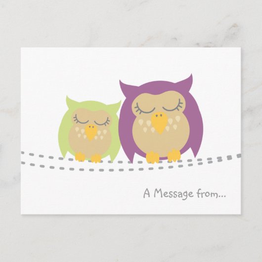 Personalisiert Kawaii Owl Postkarte (Vorderseite)