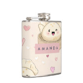 Personalisiert Kawaii Pastel Dumpling Muster Flachmann (Rechts)