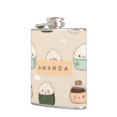 Personalisiert Kawaii Sushi Japanisches Muster Flachmann (Links)