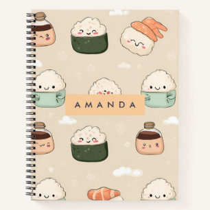 Personalisiert Kawaii Sushi Japanisches Muster Notizblock