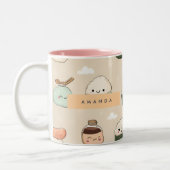 Personalisiert Kawaii Sushi Japanisches Muster Zweifarbige Tasse (Links)