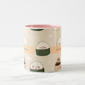 Personalisiert Kawaii Sushi Japanisches Muster Zweifarbige Tasse (Mittel)