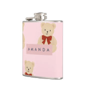Personalisiert Kawaii Teddy Bear Pattern Flachmann (Links)
