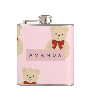 Personalisiert Kawaii Teddy Bear Pattern Flachmann