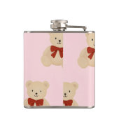 Personalisiert Kawaii Teddy Bear Pattern Flachmann (Rückseite)