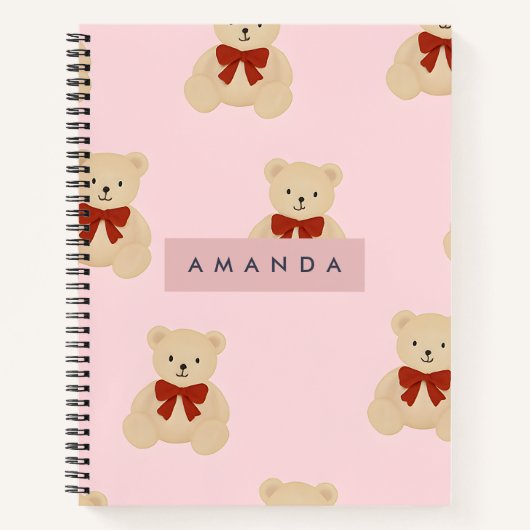 Personalisiert Kawaii Teddy Bear Pattern Notizblock (Vorderseite)