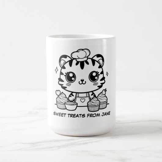 Personalisiert Kawaii Tiger Baker Tasse | Niedlich (Mittel)