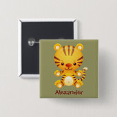 Personalisiert Kawaii Tiger Button (Vorne & Hinten)
