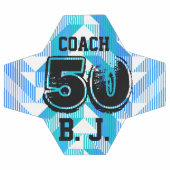 Personalisiert Keepake Aquamarine blaue Streifen Fußball (Flach)