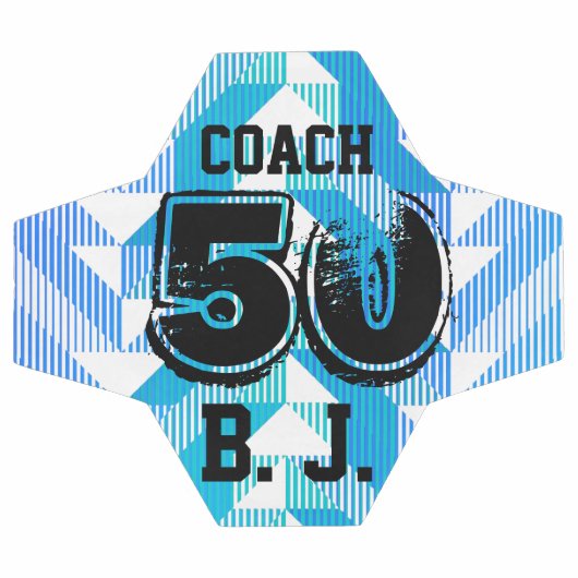 Personalisiert Keepake Aquamarine blaue Streifen Fußball (Flach)