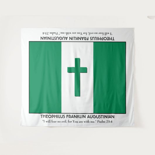 Personalisiert Keepake | NIGERIA FLAG mit Kreuz Wandteppich (Vorderseite (Horizontal))