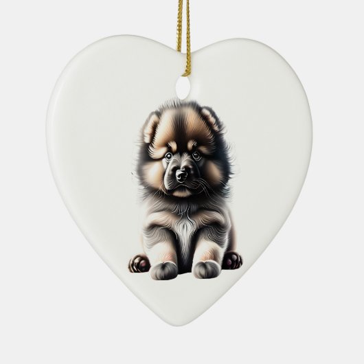 Personalisiert Keeshond Welppy Keramik Ornament (Rechts)