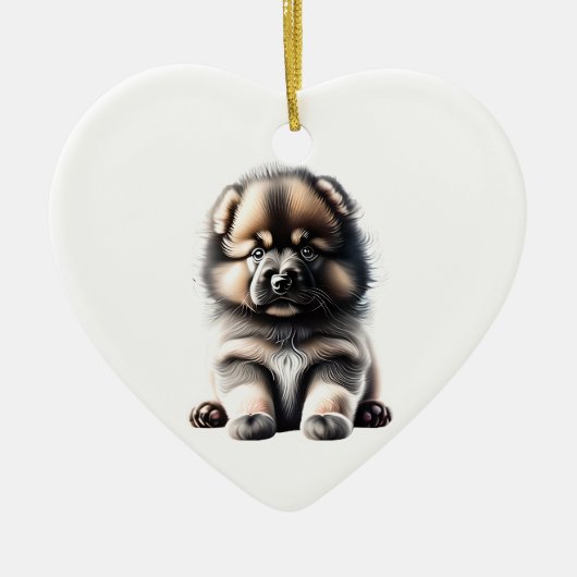 Personalisiert Keeshond Welppy Keramik Ornament (Vorne)