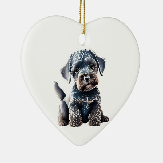 Personalisiert Kerry Blue Terrier Puppy Keramik Ornament (Rechts)
