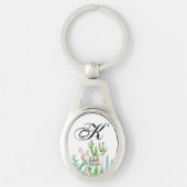 Personalisiert Key Chain Boho Llama Bohemisch Cact Schlüsselanhänger (Vorderseite)
