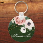 Personalisiert Key Chain Geometric Garden Rose Hun Schlüsselanhänger (Vorderseite)