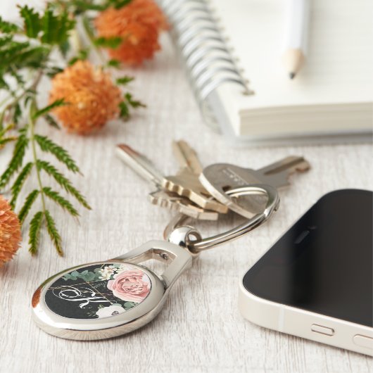 Personalisiert Key Chain Geometric Garden Rose Sch Schlüsselanhänger (Seite)