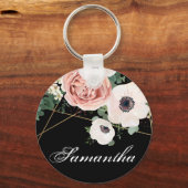 Personalisiert Key Chain Geometric Garden Rose Sch Schlüsselanhänger (Vorderseite)