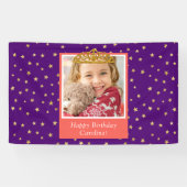 Personalisiert Kid Foto Happy Birthday Gold Crown Banner (Horizontal)