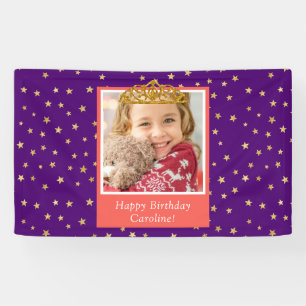 Personalisiert Kid Foto Happy Birthday Gold Crown Banner
