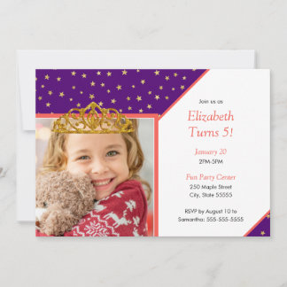 Personalisiert Kid Foto Happy Birthday Gold Crown Einladung
