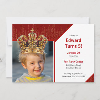 Personalisiert Kid Foto Happy Birthday King Crown Einladung