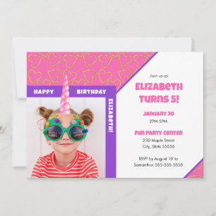 Personalisiert Kid Foto Happy Birthday Unicorn Einladung