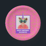 Personalisiert Kid Foto Happy Birthday Unicorn Pappteller<br><div class="desc">Feiern Sie den besonderen Tag Ihres Kleinen stilvoll mit dieser festlichen rosa Papiertafel, die ein lustiges Foto mit einem lila Einhornhorn bietet. Im Hintergrund sind die hübschen goldenen Glitzer-Herzen. Personalisieren Sie dieses helle Design mit einem Foto Ihres Geburtstagsjungen oder -mädchens. Fügen Sie eine besondere Touch mit einem personalisierten Gruß hinzu,...</div>
