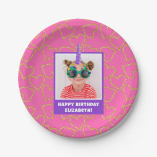 Personalisiert Kid Foto Happy Birthday Unicorn Pappteller