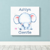 Personalisiert Kids Affirmation Deko | Blauer Elef (Insitu (Holzboden))