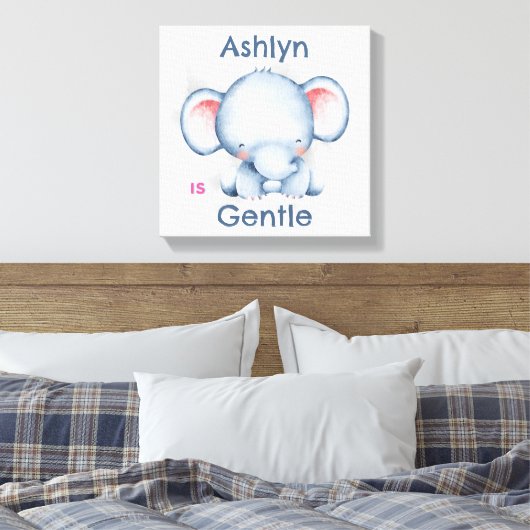 Personalisiert Kids Affirmation Deko | Blauer Elef (Insitu (Schlafzimmer))