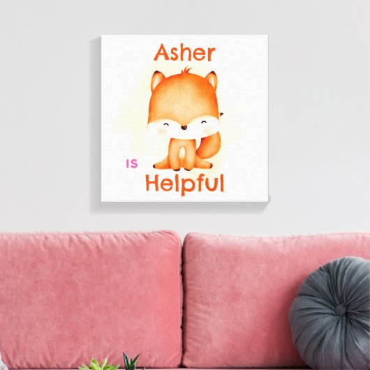 Personalisiert Kids Affirmation Deko | Orange Fox (Insitu (Wohnzimmer))