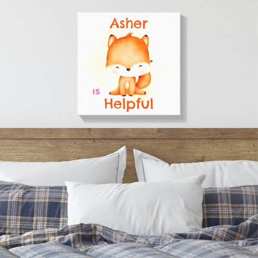 Personalisiert Kids Affirmation Deko | Orange Fox (Insitu (Schlafzimmer))