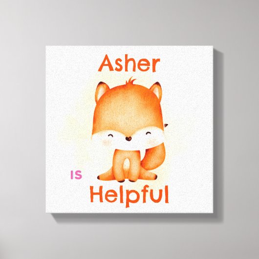 Personalisiert Kids Affirmation Deko | Orange Fox (Vorderseite)