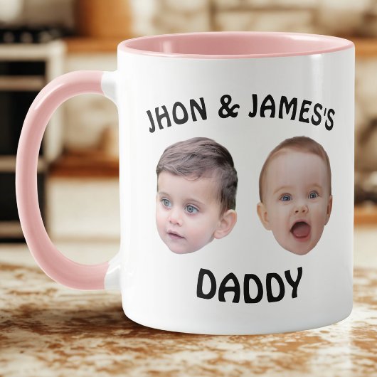 Personalisiert Kids Baby Face Tasse | 2 FOTOS VATE