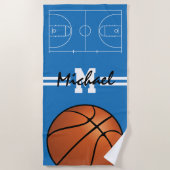 Personalisiert Kids Basketball Monogram Strandtuch (Vorderseite)