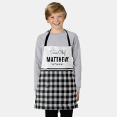 Personalisiert Kids Black and White Buffalo Karier Schürze (Getragen)
