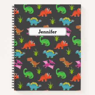 Personalisiert Kids Dinosaur-Muster-Notebook Notizblock