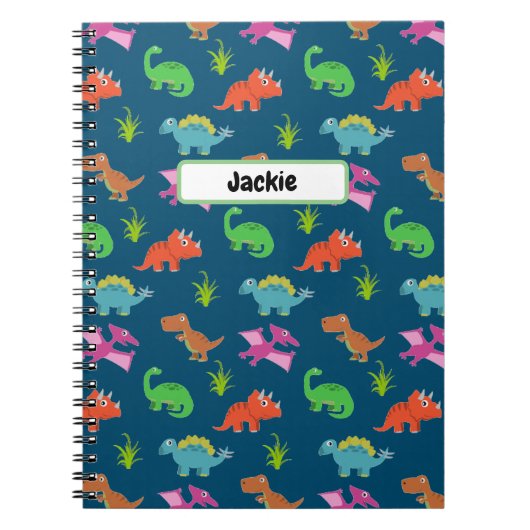 Personalisiert Kids Dinosaur-Muster-Notebook Notizblock (Vorderseite)